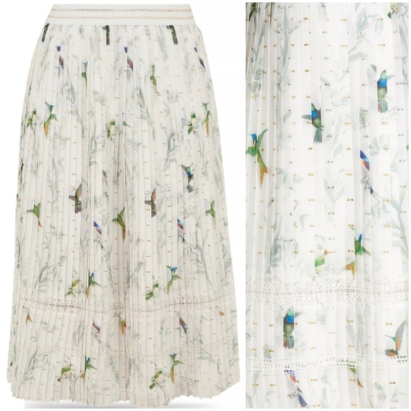 🍒NWT🍒 TED BAKER FORTUNE PLEATED MIDI SKIRT - Picture 6 of 10